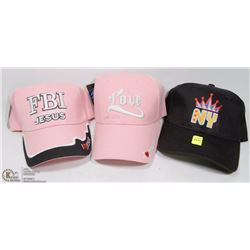 3 ASSORTED BALL CAPS, 2 ARE CHRISTIAN