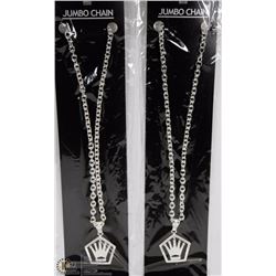 LOT OF 2 CROWN AND PENTAGON PENDANT ON CHAIN