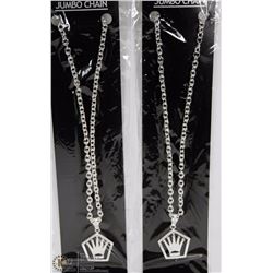 LOT OF 2 CROWN AND PENTAGON PENDANT ON CHAIN