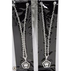 LOT OF 2 CROWN AND PENTAGON PENDANT ON CHAIN