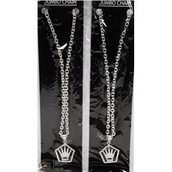 LOT OF 2 CROWN AND PENTAGON PENDANT ON CHAIN