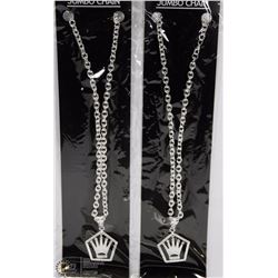 LOT OF 2 CROWN AND PENTAGON PENDANT ON CHAIN
