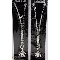 LOT OF 2 CROWN AND PENTAGON PENDANT ON CHAIN