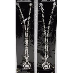 LOT OF 2 CROWN AND PENTAGON PENDANT ON CHAIN