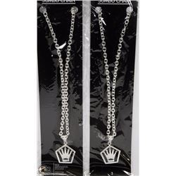LOT OF 2 CROWN AND PENTAGON PENDANT ON CHAIN