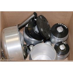 BOX OF VINTAGE METAL SERVING/ STORAGE CONTAINERS