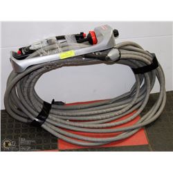100' GARDEN HOSE WITH NOZZLE AND GILMOUR SPRINKLER