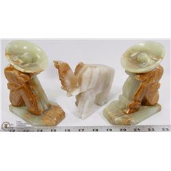 SOAPSTONE BOOKENDS W/ELEPHANT