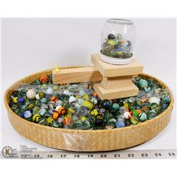 LARGE BASKET OF VINTAGE MARBLES