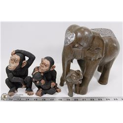 LARGE ELEPHANT SCULPTURE W/BABY