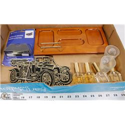 FLAT OF MENS ITEMS INCL COLOGNES, DRESSER