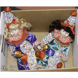 2 COLLECTOR PORCELAIN CLOWN DOLLS