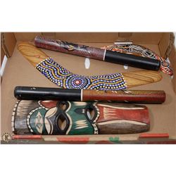 LOT OF 5 AUSTRALIAN ABORIGINAL  WOODEN ART PIECES