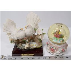 LOT OF 2 LOVEBIRD FIGURINES INCLUDING MUSIC BOX