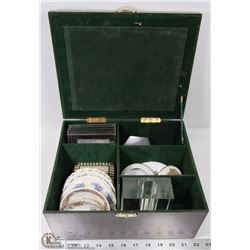 ESTATE WOODEN BOX WITH ASSORTED CONTENTS INCL.