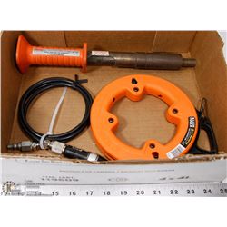 FLAT W/ STEEL FISH TAPE, ENGRAVING PEN, AND POWDER