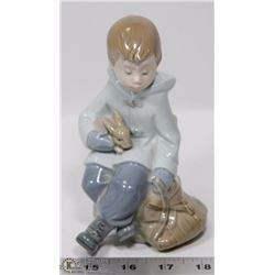 LLADRO NAO BOY W RABBET FIGURINE -PAINTED IN