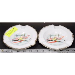 SET OF TWO VINTAGE ROYAL ALBERT CURLING ASH TRAYS