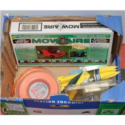 FLAT OF GARDEN SUPPLIES INCL WEED WACKER LINE,