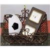 Image 1 : WROUGHT IRON HANDLES BASKET WITH CONTENTS -