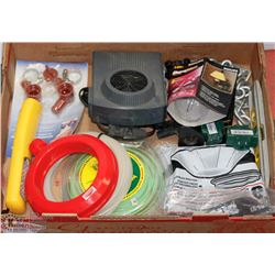 FLAT OF ASSORTED ITEMS INCLUDING, FLASHLIGHTS,