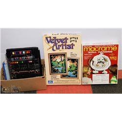 BOX OF ART SUPPLIES INCL. SKETCH BOOKS, PASTEL SET