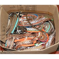 LARGE BOX OF ASSORTED LADIES FASHION BELTS