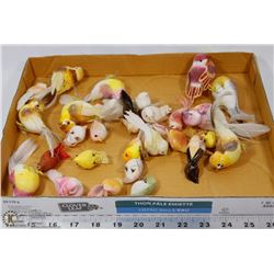 FLAT WITH APPROX 20 CRAFT BIRDS, MUSHROOM BIRDS