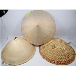 LOT OF 3 BAMBOO HATS FROM VIETNAM