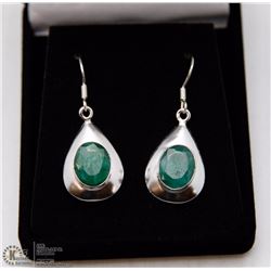 #69-NARURAL GREEN EMERALD EARRINGS
