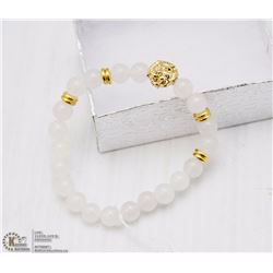 #39-NATURAL WHITE JADE BRACELET