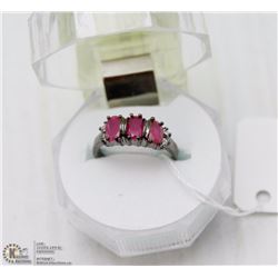 #29- RED RUBY & CZ  BLACK RING