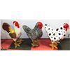 Image 1 : LOT OF THREE 22" DISPLAY ROOSTERS/CHICKENS