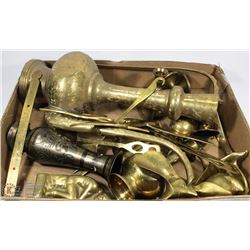 LARGE FLAT W/BRASS ITEMS INCL. THINKING