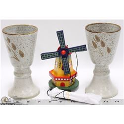 SET OF 2 MATCHING POTTERY MUGS AND NEW WINDMILL