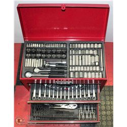 RED STEEL TOOL BOX WITH 180 PIECE TOOL