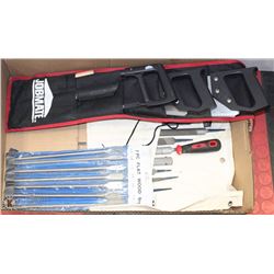 LARGE FLAT W/5-PC SAW SET IN SOFT CASE, 7-PC