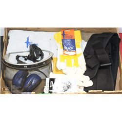 FLAT W/NEW WORK GEAR INCL. NEW GLOVES,