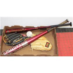 2 CATCHER MITTS (EASTON & RAWLINGS) 2 BASEBALL