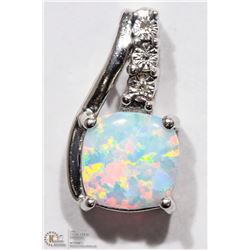 #2 - STERLING SILVER OPAL & DIAMOND PENDANT