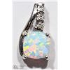 Image 1 : #2 - STERLING SILVER OPAL & DIAMOND PENDANT
