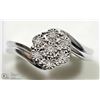 Image 1 : #10 - STERLING SILVER DIAMOND FLORAL TWIST RING