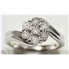 Image 2 : #10 - STERLING SILVER DIAMOND FLORAL TWIST RING
