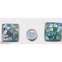 #12 - THREE GENUINE MOSAIC OPAL TRIPLETS