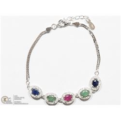 #15 - ST. SILVER GEMSTONE ADJUSTIBLE BRACELET