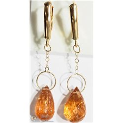 #16 - 10K YELLOW GOLD GARNET BRIOLETTE EARRINGS