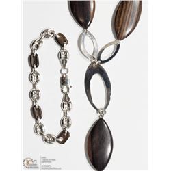 #23 - ST. SILVER & WOOD NECKLACE & BRACELET SET