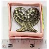 Image 1 : BRASS EAGLE WINGS RING WITH IRIDESCENT STONES
