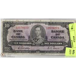 1937 CANADIAN $10.00 BILL
