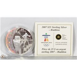 2007 CANADIAN STERLING SILVER $25 BIATHLON COIN
